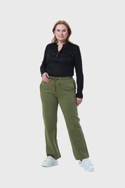 Pantalón Buzo Mujer Con Cordón Y Bolsillo Verde