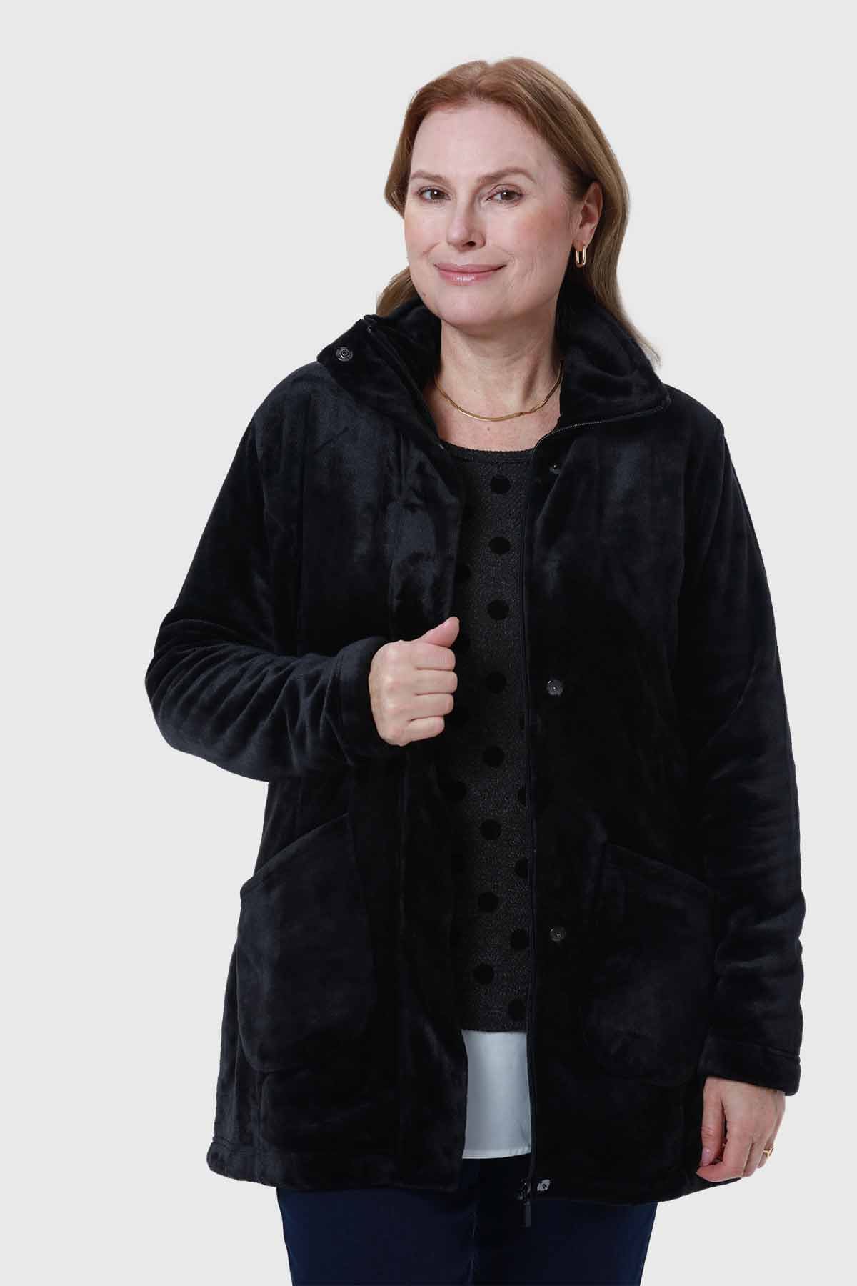 Chaqueta Polar Polar Mujer Fashion Park Polar Suave Negro Con