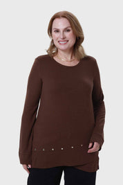 Polera Mujer Tejida Café