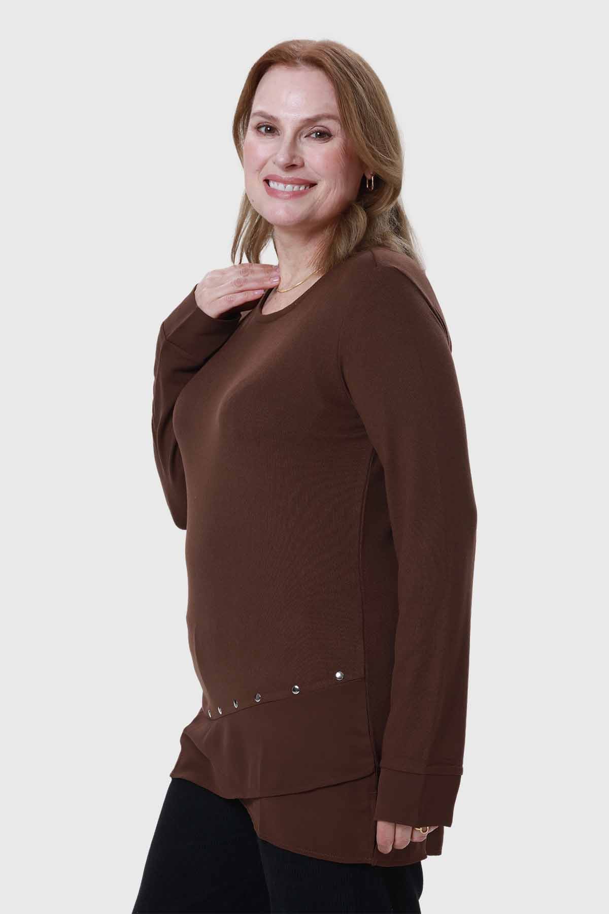 Polera Mujer Tejida Café