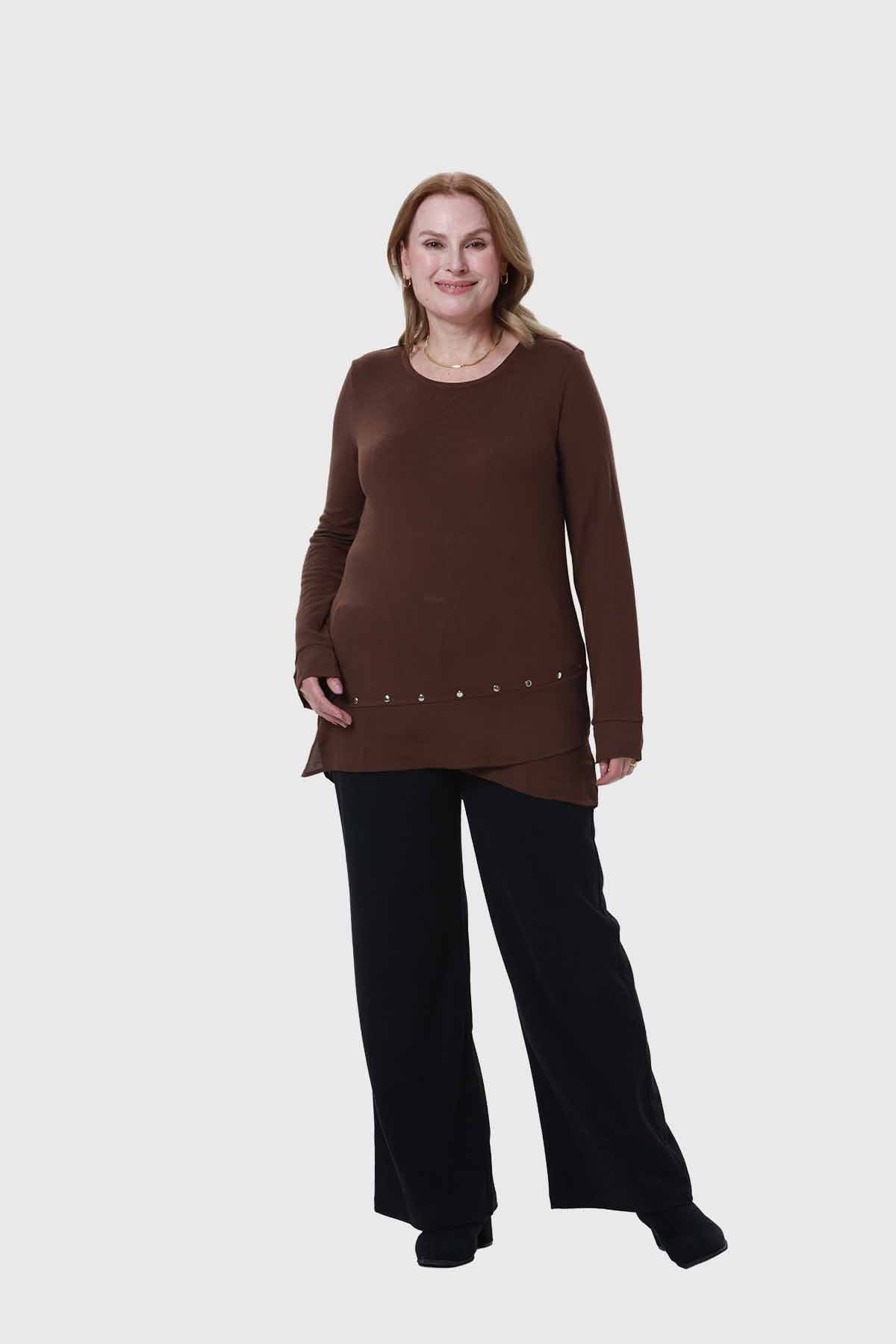 Polera Mujer Tejida Café