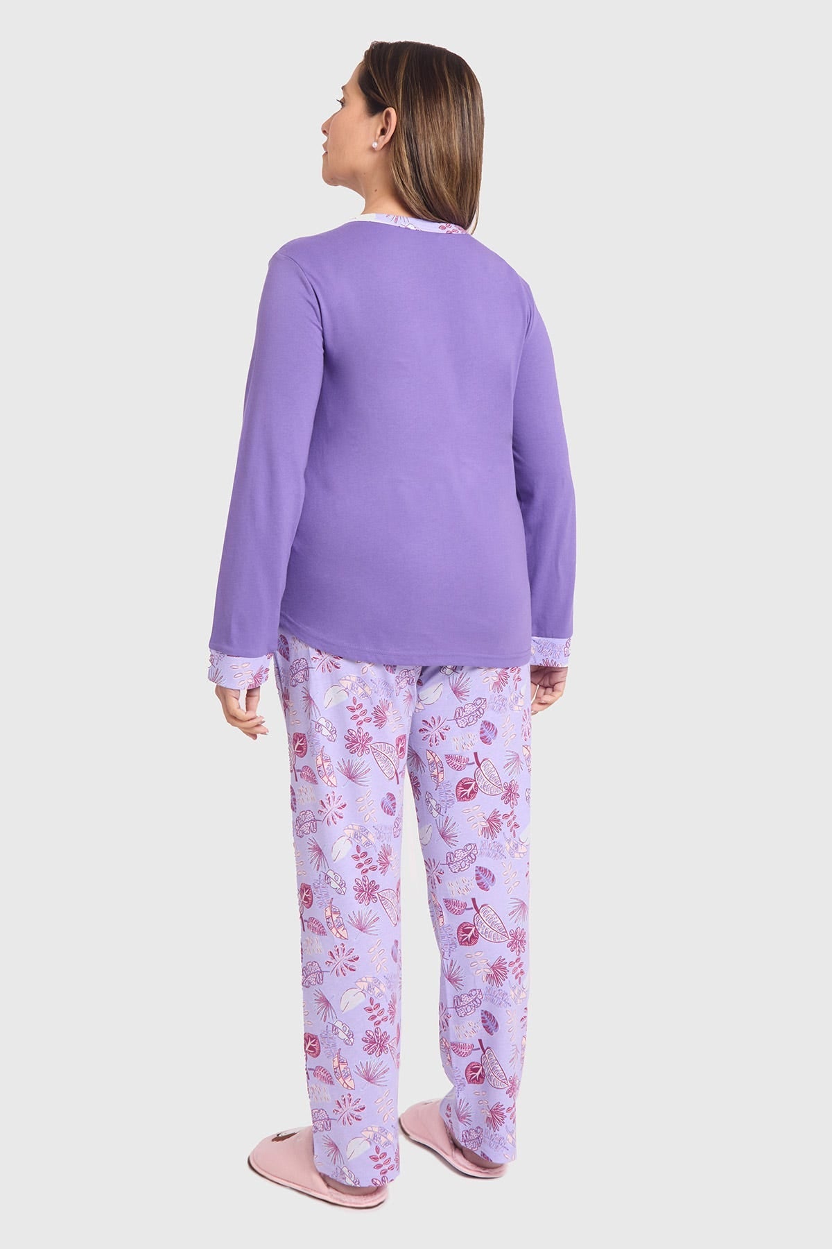 Pijama Mujer Pata Botón Violeta