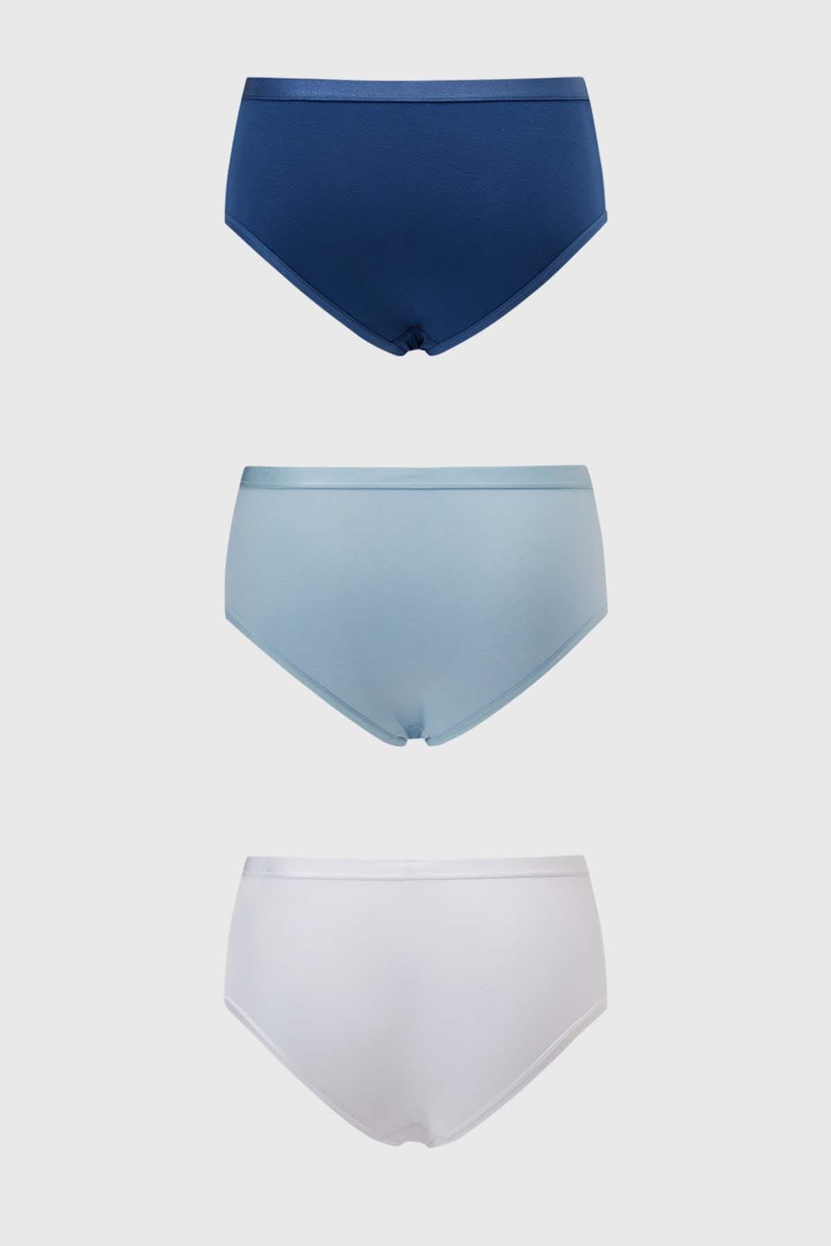 Calzón Mujer Tripack Detalle Encaje Azul