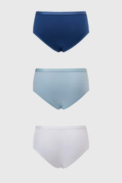 Calzón Mujer Tripack Detalle Encaje Azul