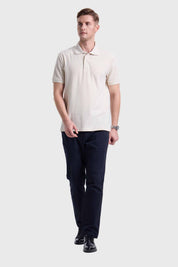 Polera Hombre Piqué Básica Beige
