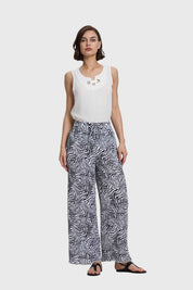 Pantalón Mujer Palazzo Con Bolsillo Blanco