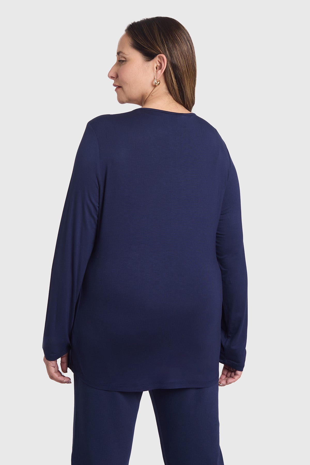 Polera Mujer Evasé Con Aplicación Escoces Azul