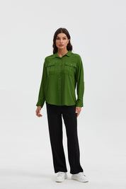 Blusa Mujer Manga Roll Up Verde