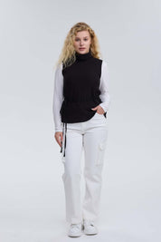 Sweater Mujer Con Amarra Negro