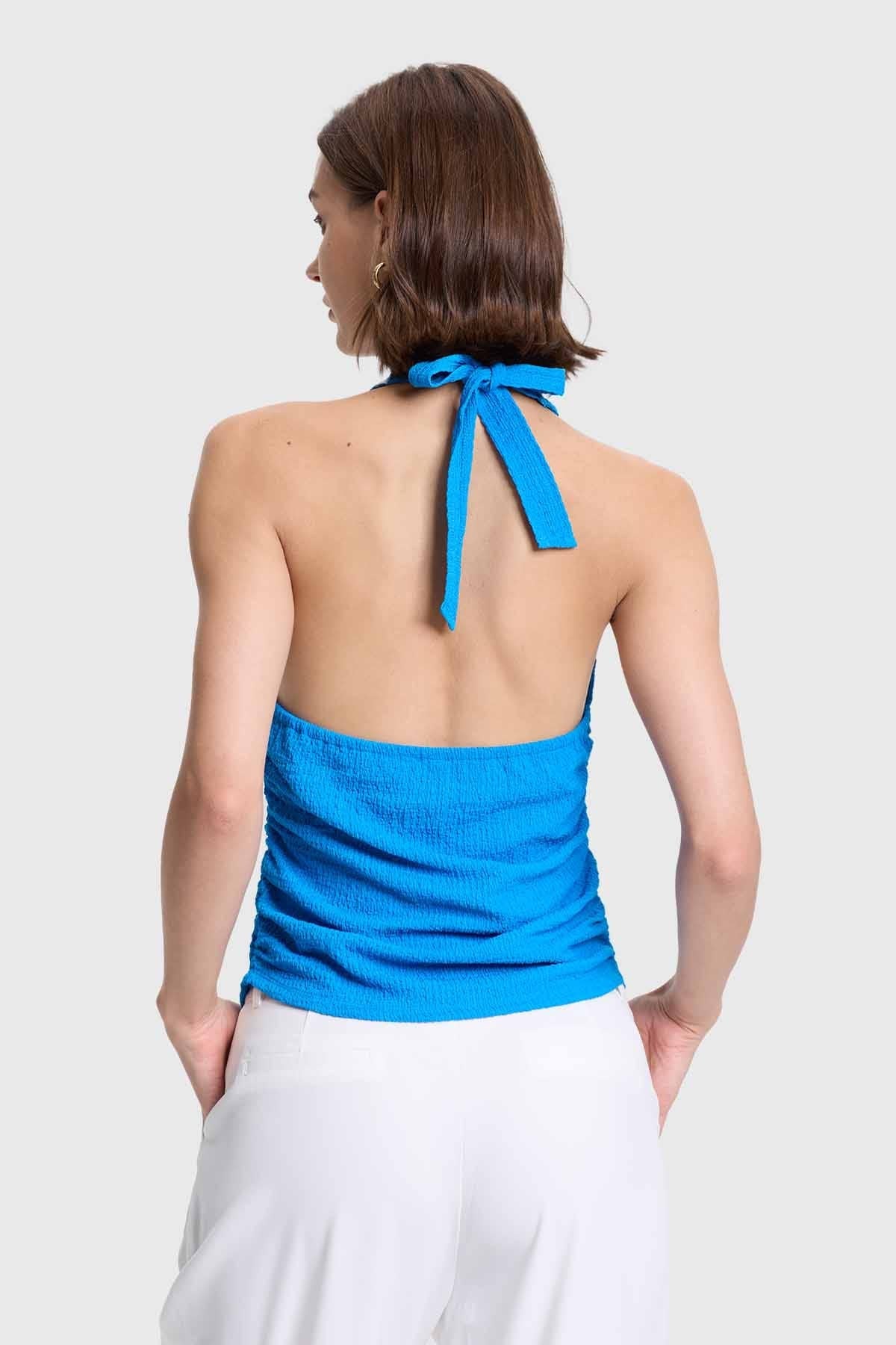 Polera Mujer Texturizada Azul