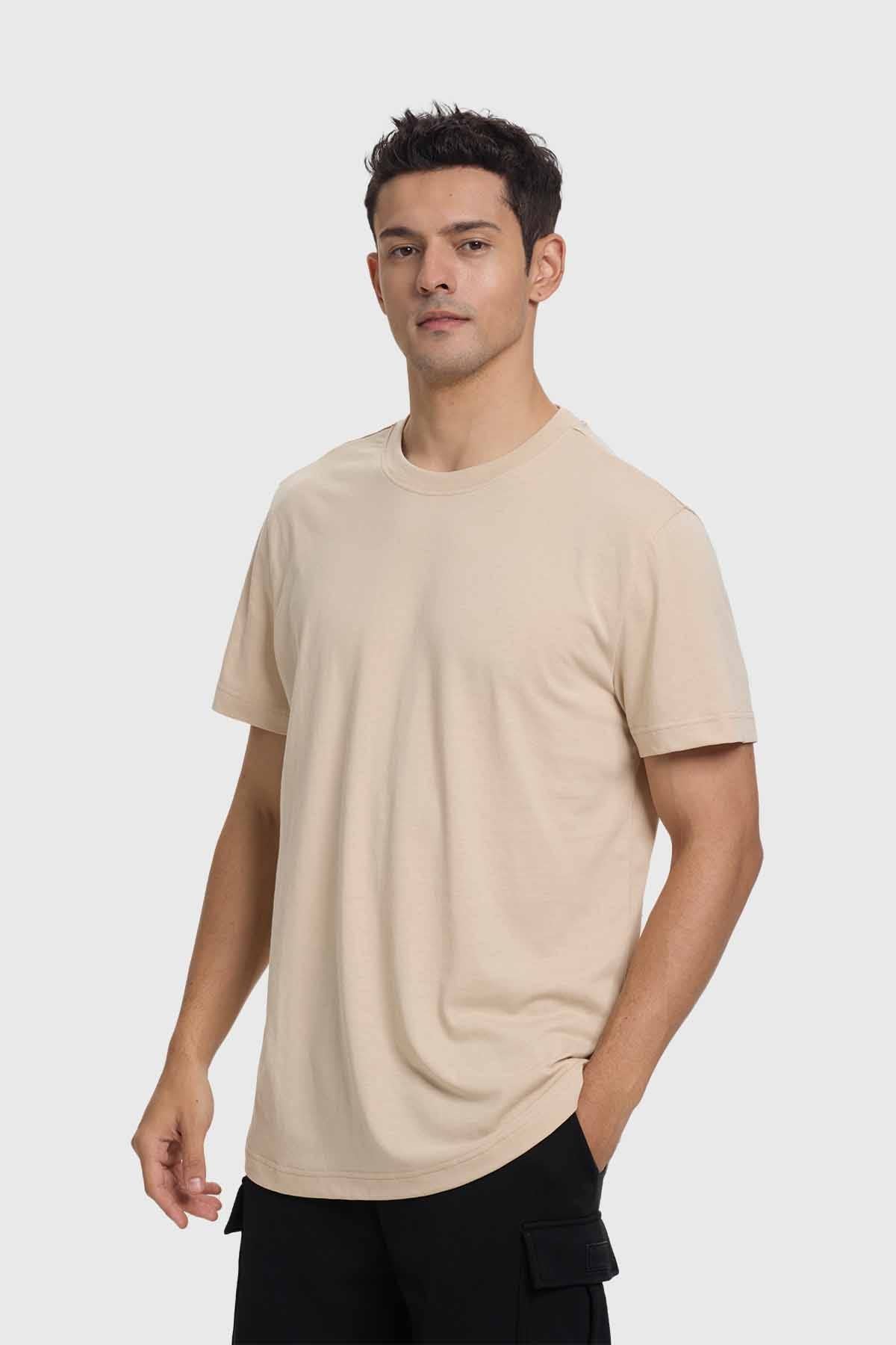 Polera Hombre Long Fit Básica Beige