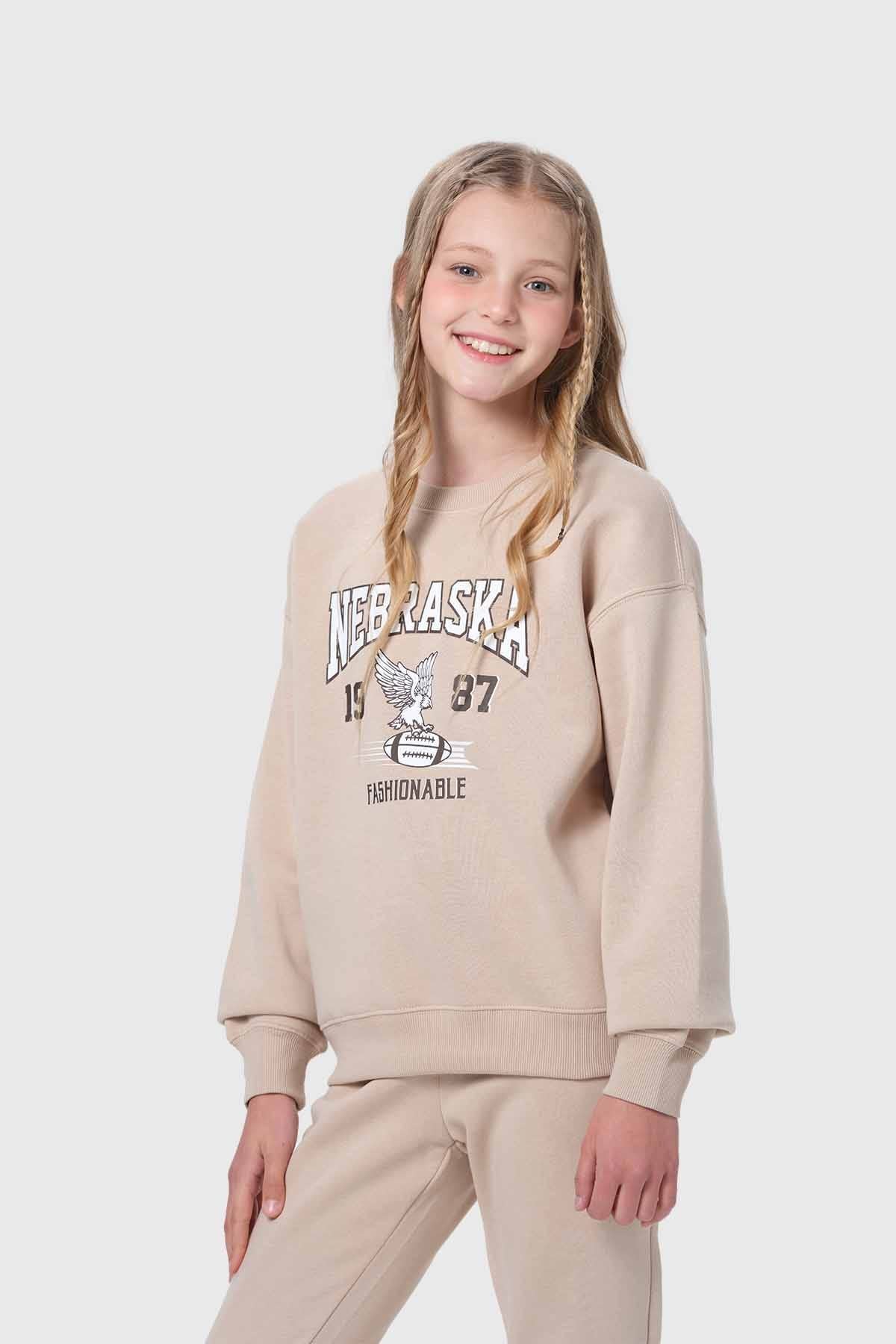 Polerón Niña Básico Beige