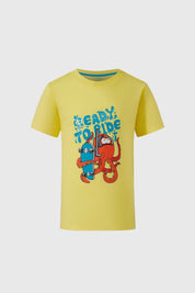 Polera Niño Print Pulpo Y Dino Amarillo