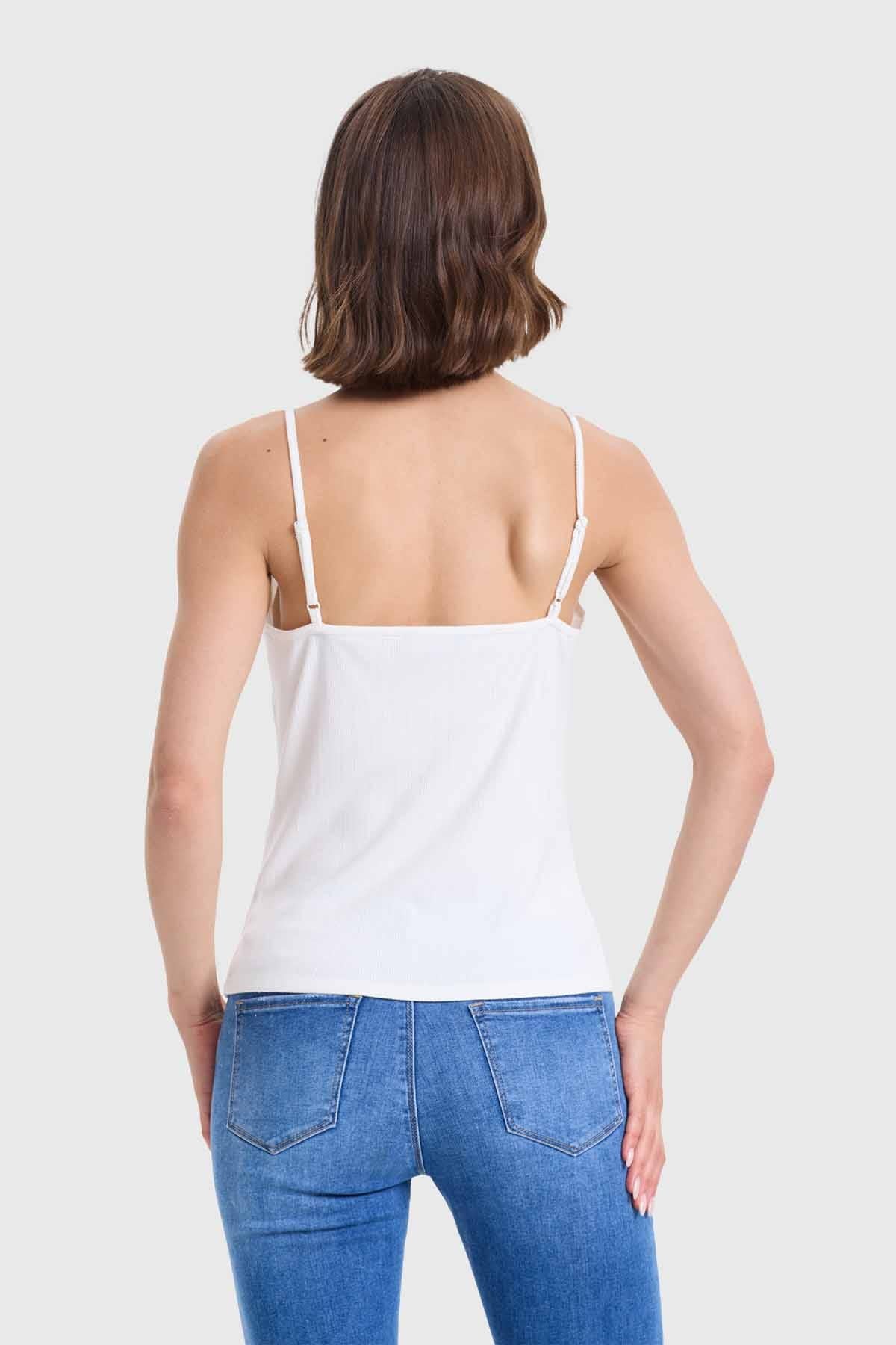 Polera Mujer Pábilo Rib Botones Crudo