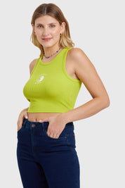 Polera Mujer Top Bordado Verde