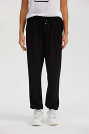 Pantalón Mujer Bombacho Puño Elástico Negro