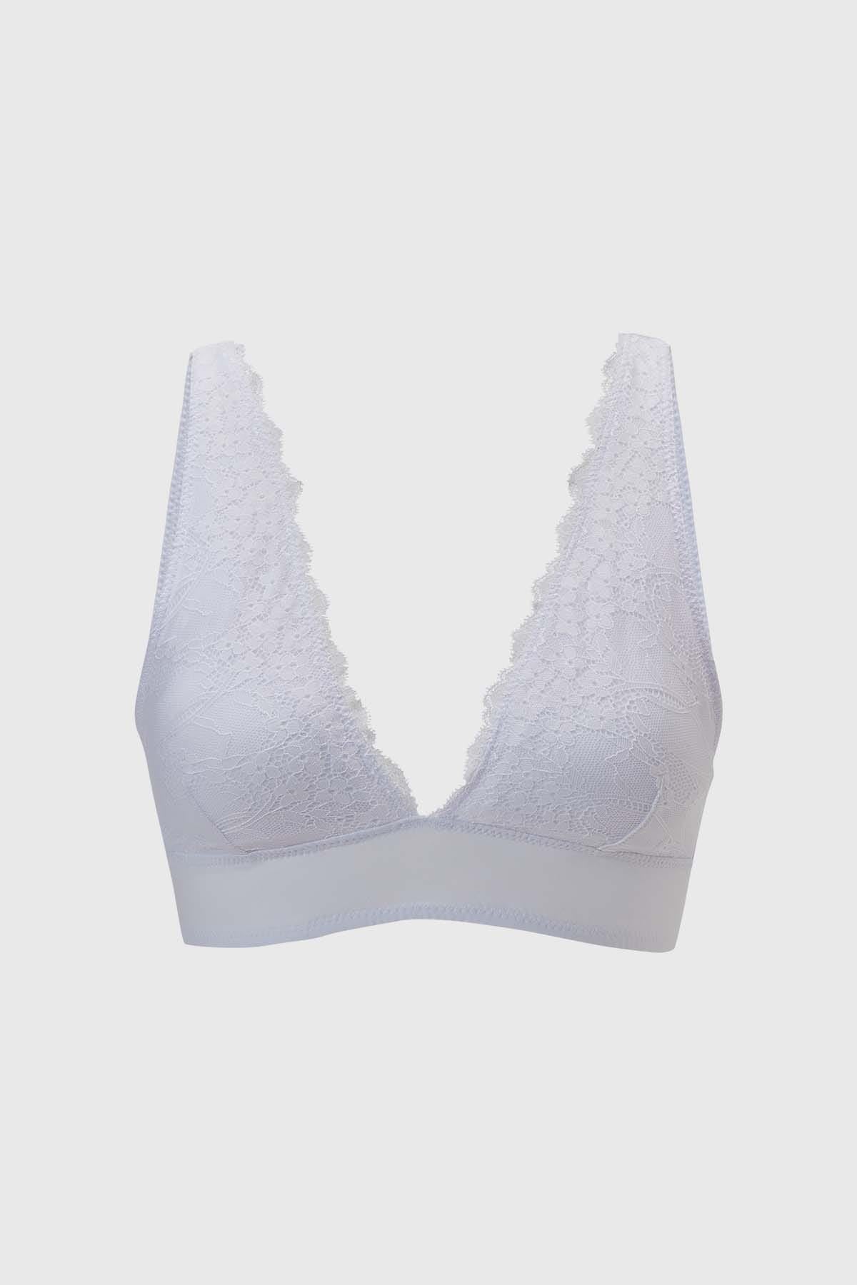 Bralette Encaje Blanco Sostén Mujer Peto Tipo Bralette Blanco - Main Image