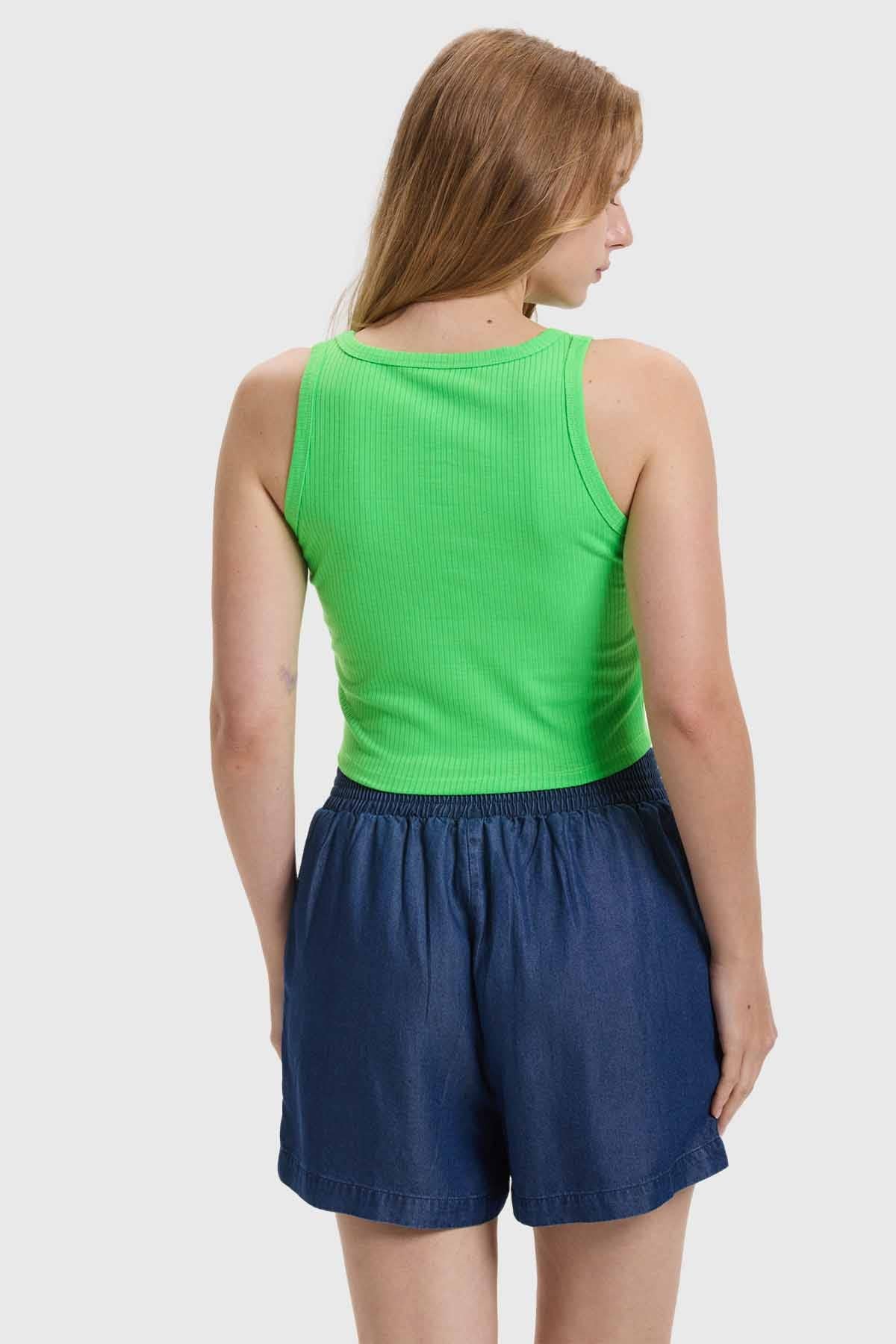 Polera Mujer Sudadera Verde Flúor