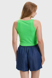 Polera Mujer Sudadera Verde Flúor