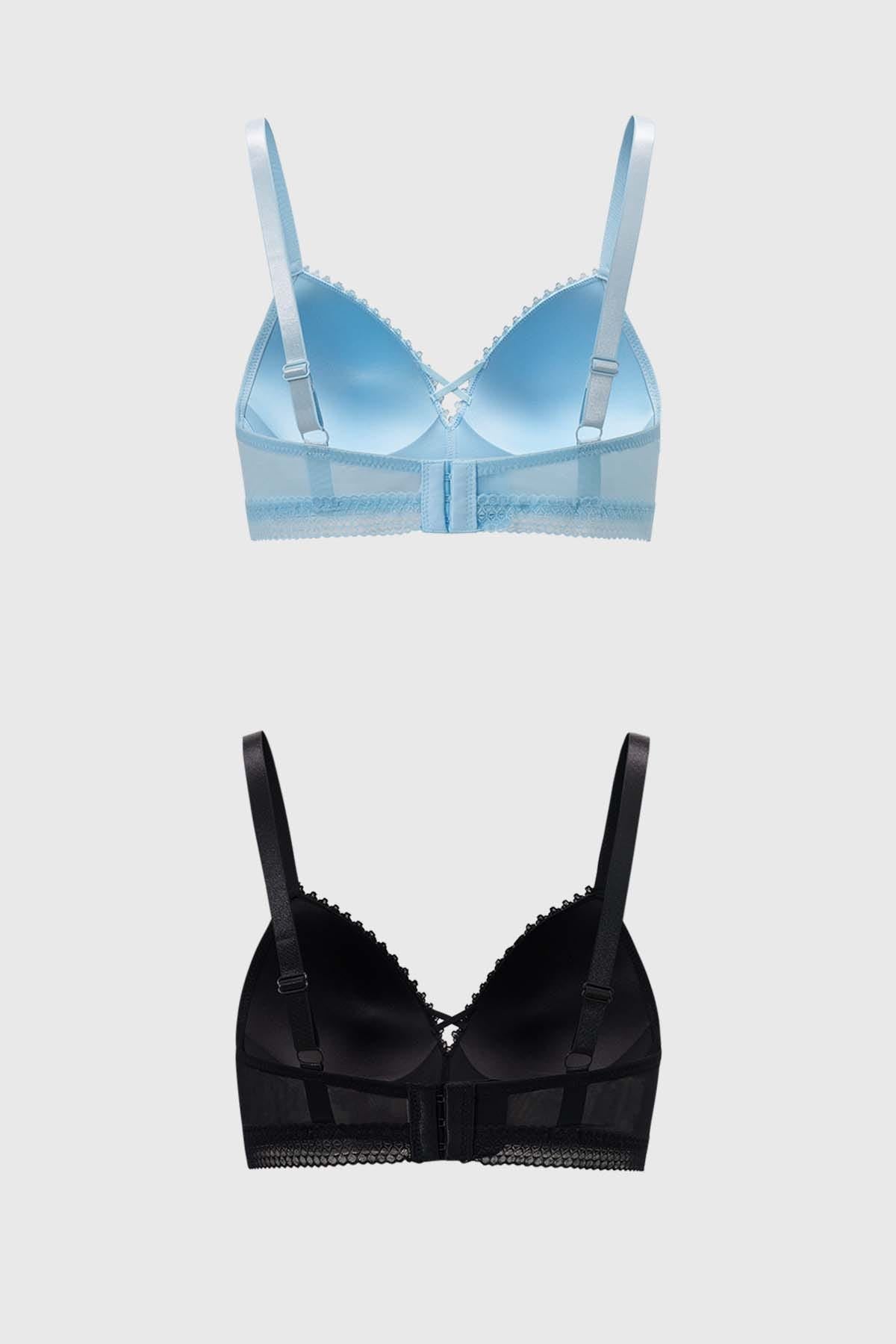 Sostén Mujer Bipack Detalle Bordado Celeste