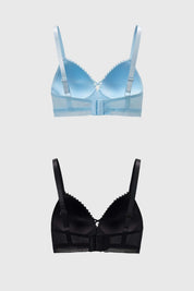 Sostén Mujer Bipack Detalle Bordado Celeste