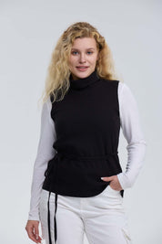 Sweater Mujer Con Amarra Negro