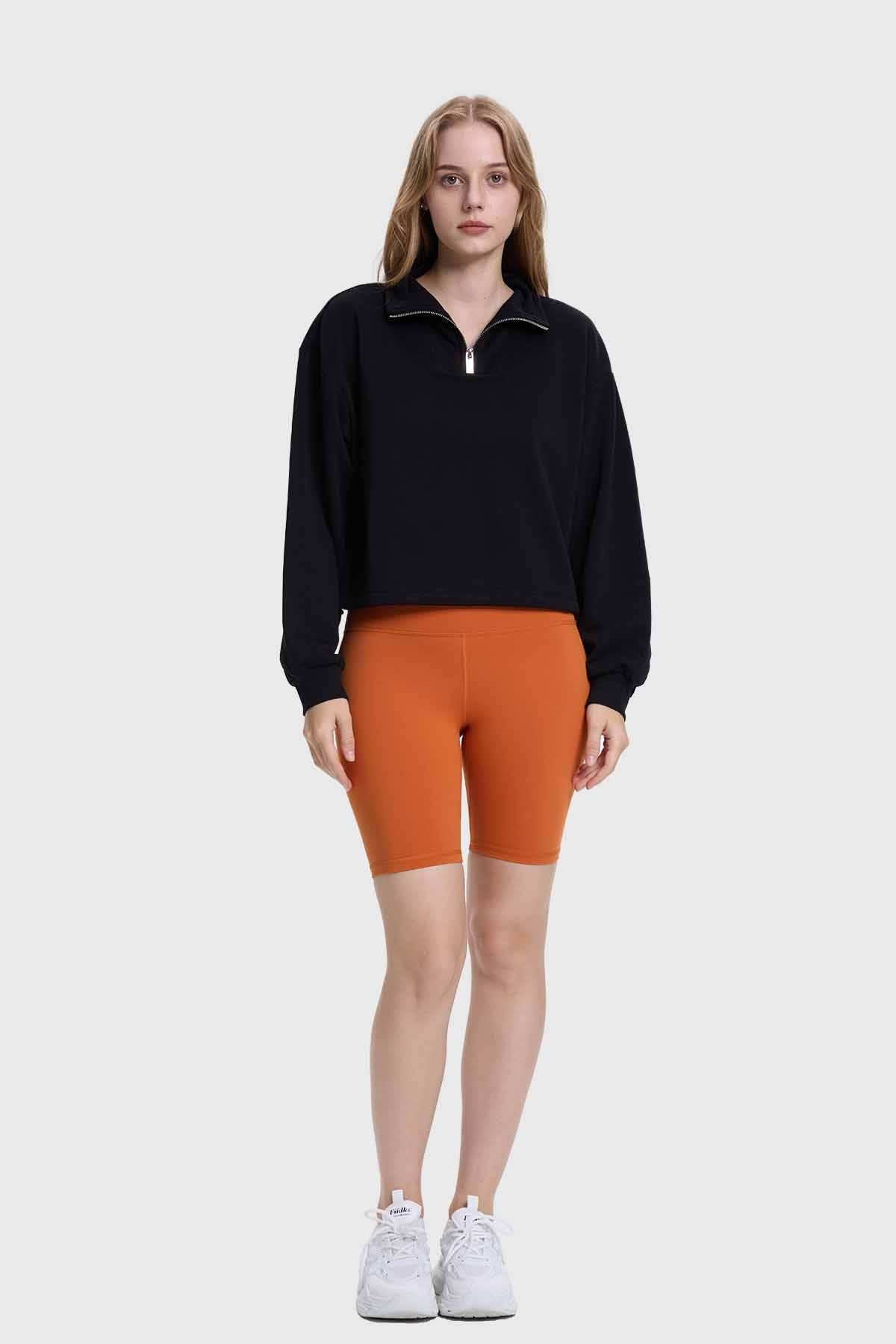 Polerón Mujer Medio Cierre Negro