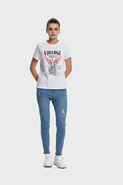 Polera Mujer Básica Print Blanco