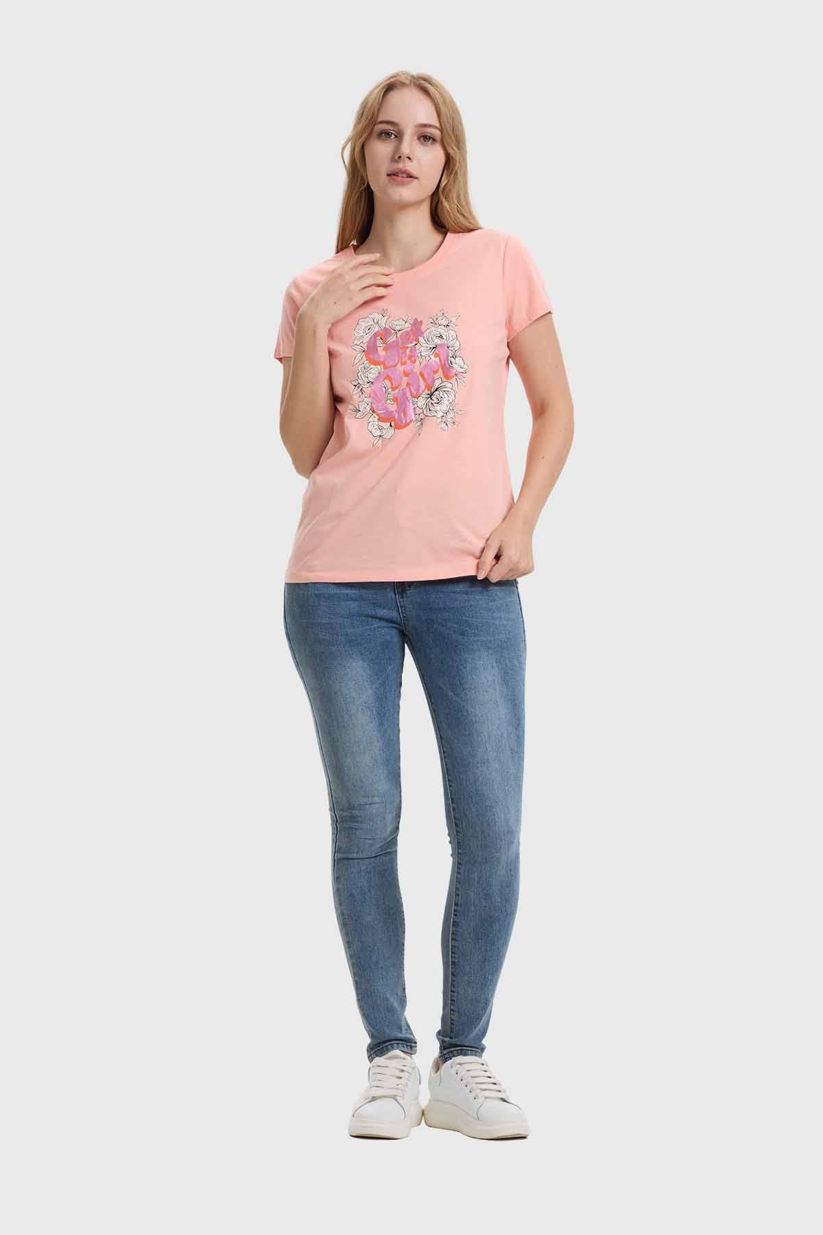 Polera Mujer Básica Print Damasco