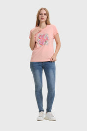 Polera Mujer Básica Print Damasco
