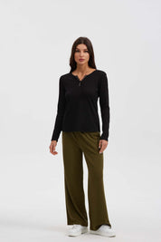 Pantalón Mujer Recto Cordones Verde