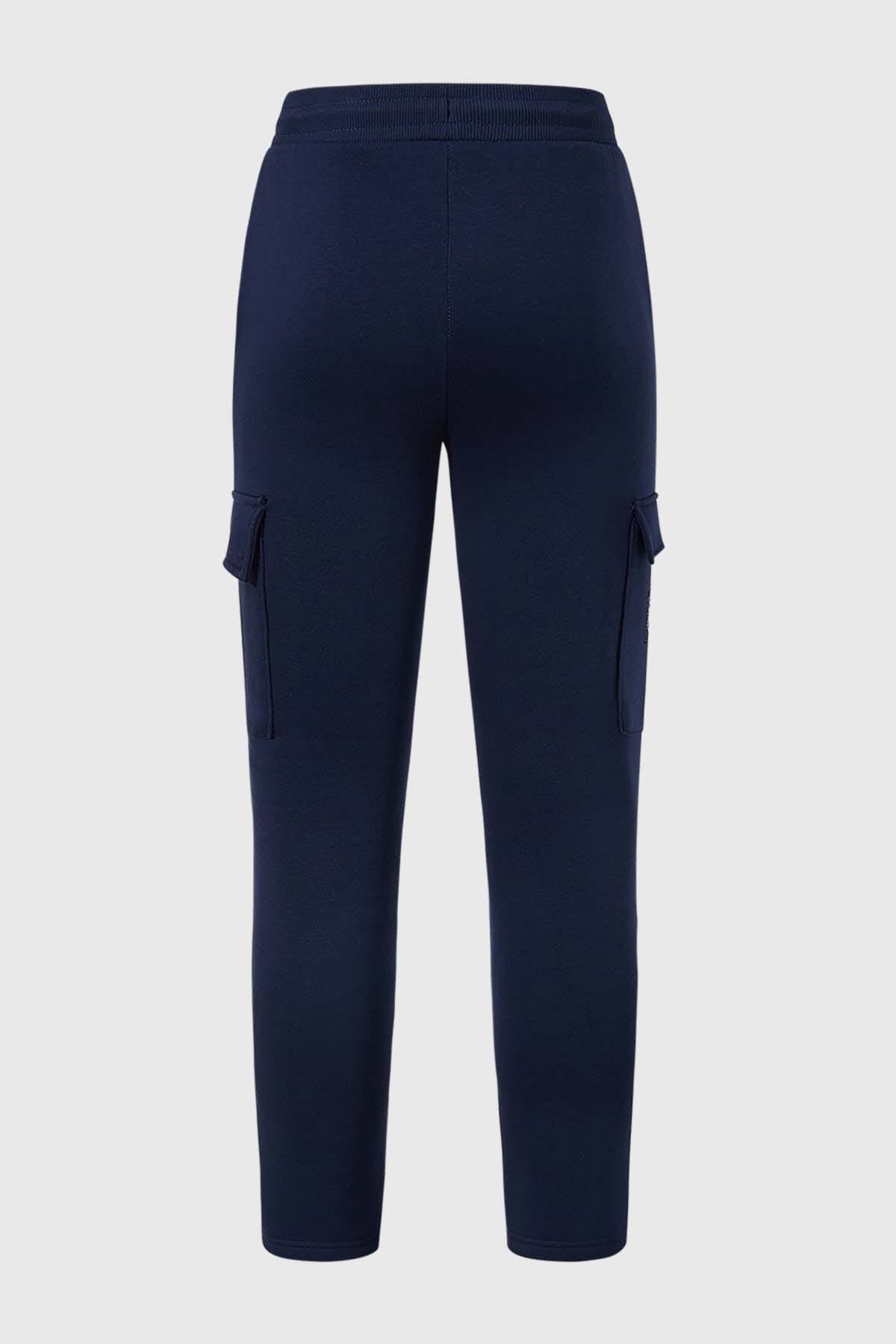 Pantalón Buzo Niño Cargo Con Cierre Azul