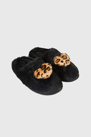 Pantufla Mujer Con Pompón Negro