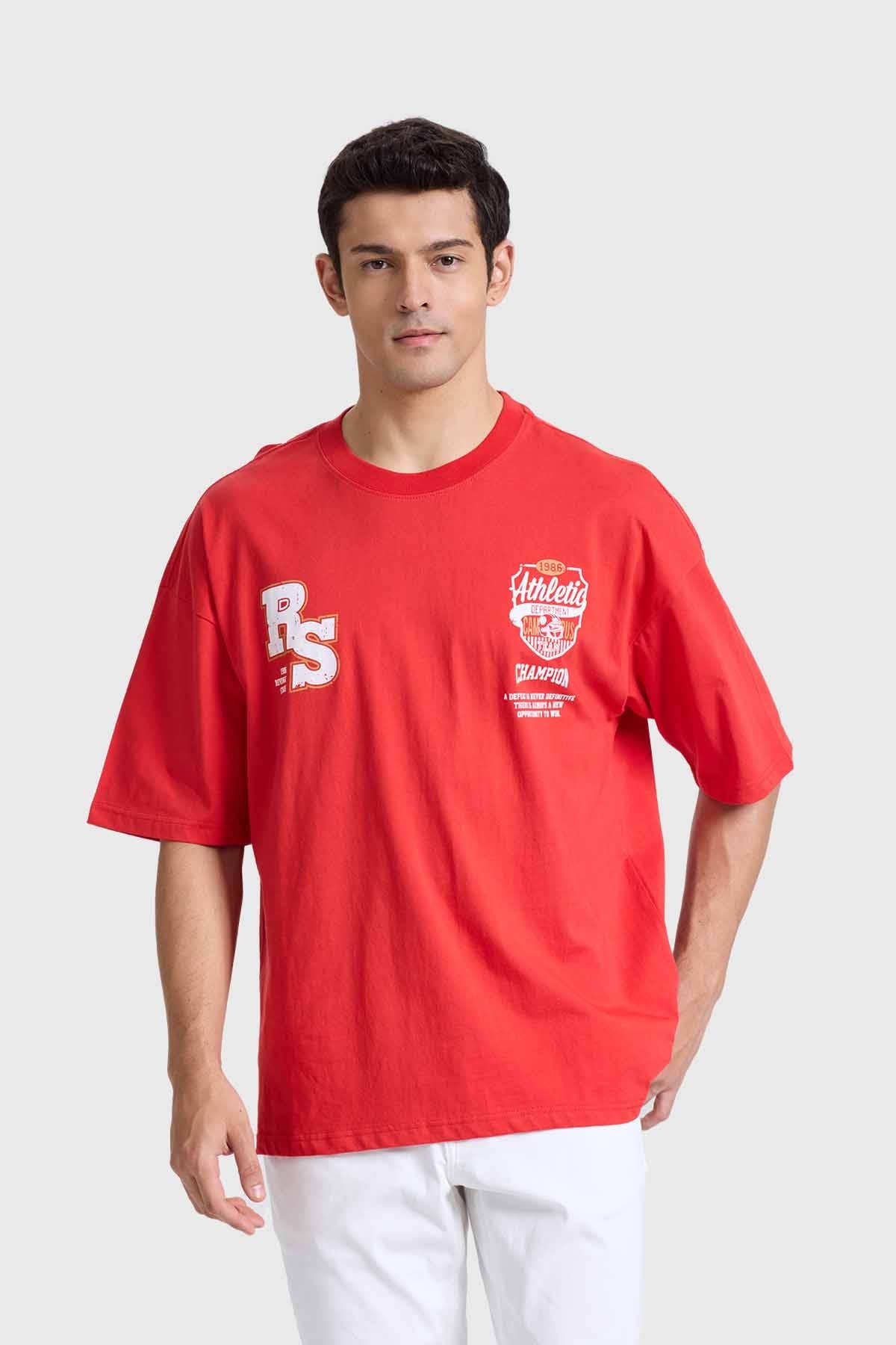 Polera oversize algodón rojo diseño moderno – Fashion´s Park