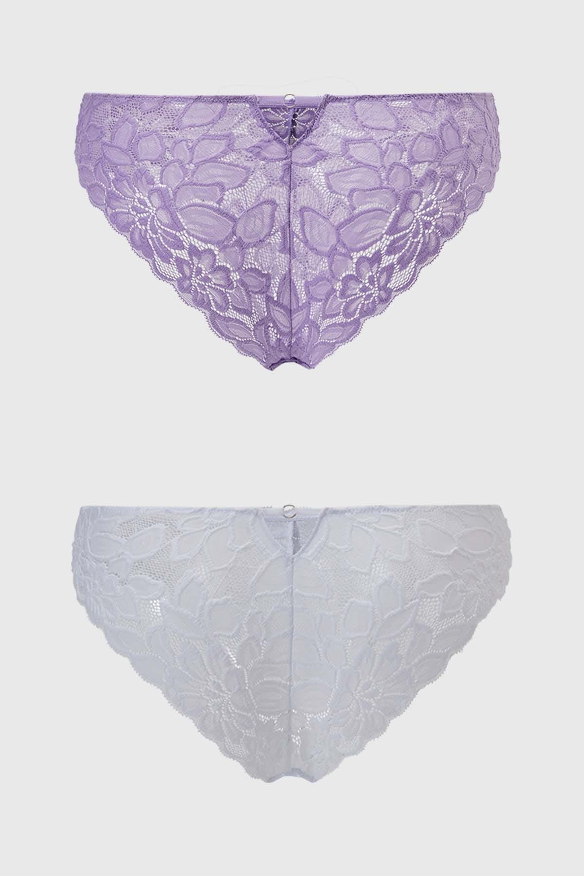 Calzón Mujer Bipack Bikini Encaje Lila