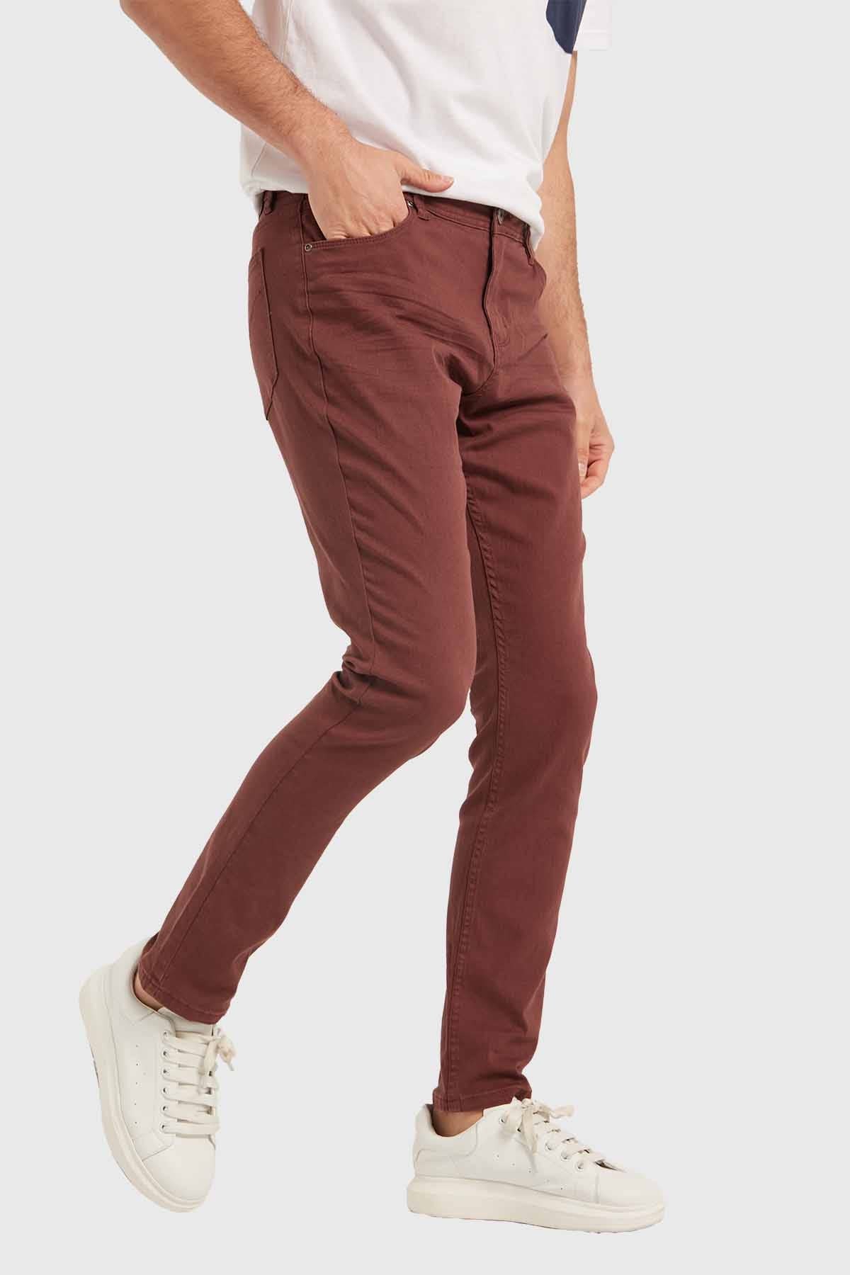 Jeans Hombre Slim Burdeo