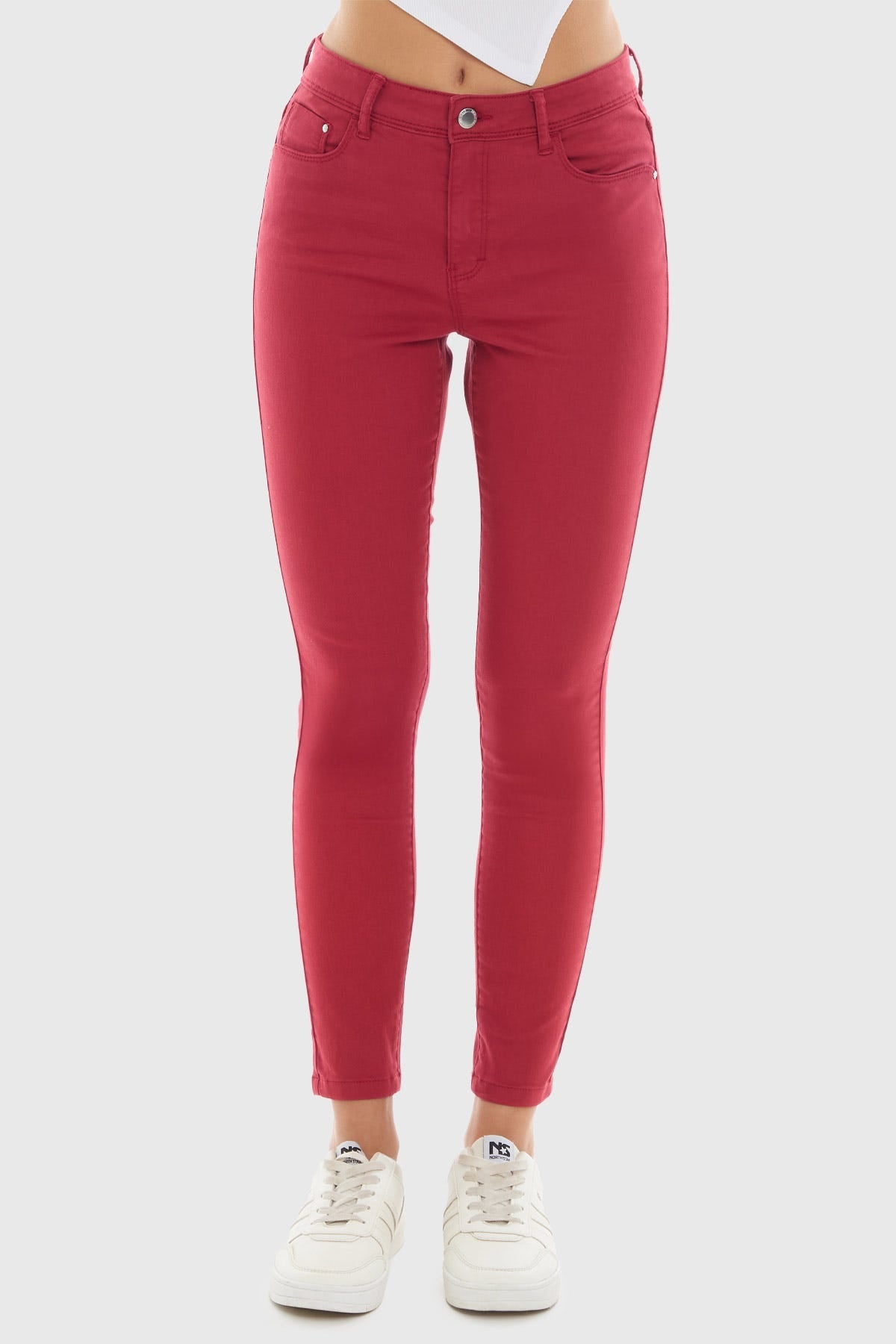 Jeans mujer rojo algodón ajustados estilo moderno – Fashion´s Park