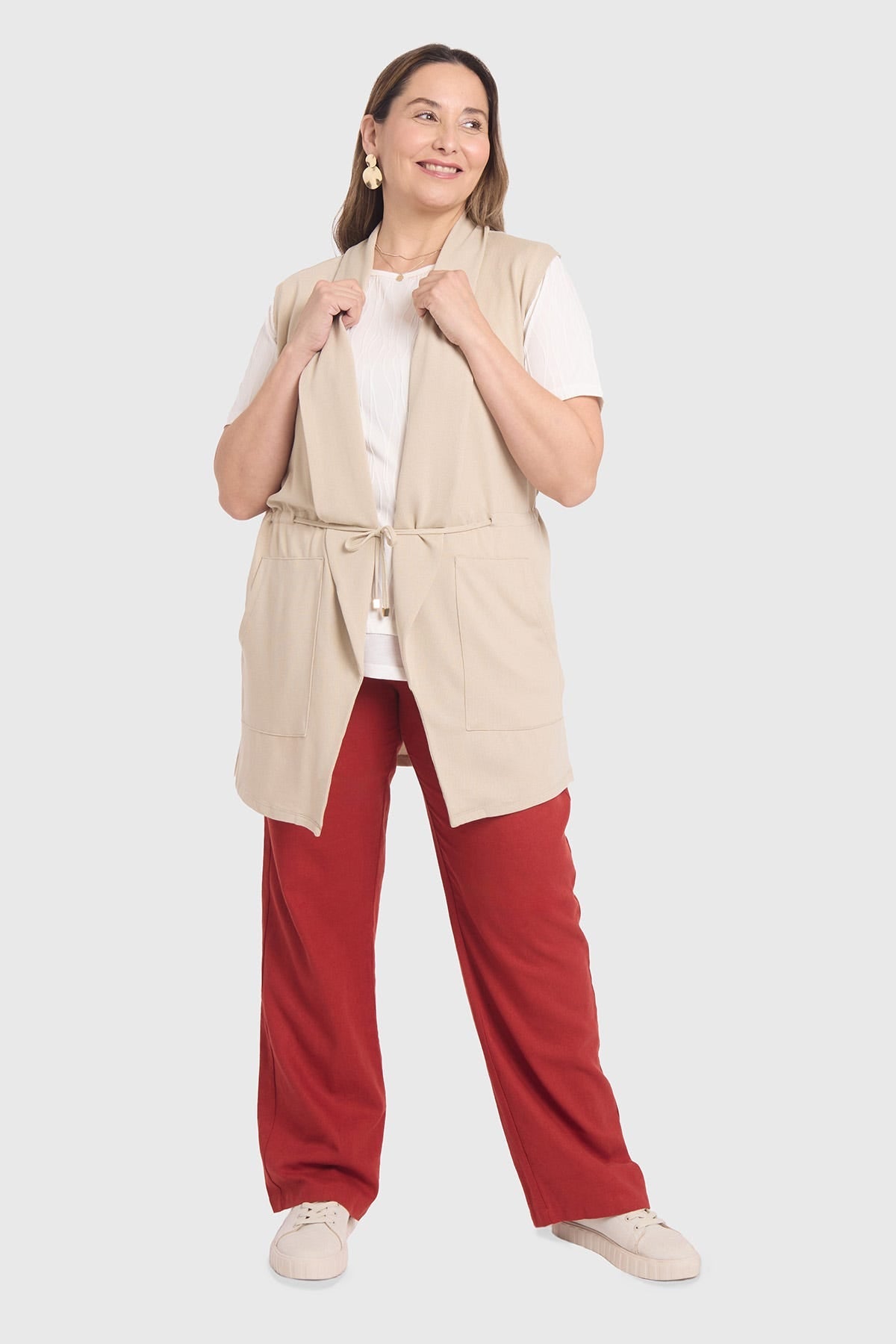 Sweater Mujer Cintura Casual Arena