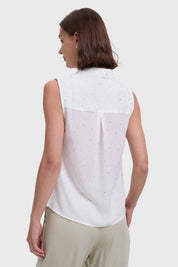 Blusa Mujer Abotonada Aplicación Crudo