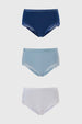 Calzón Mujer Tripack Detalle Encaje Azul