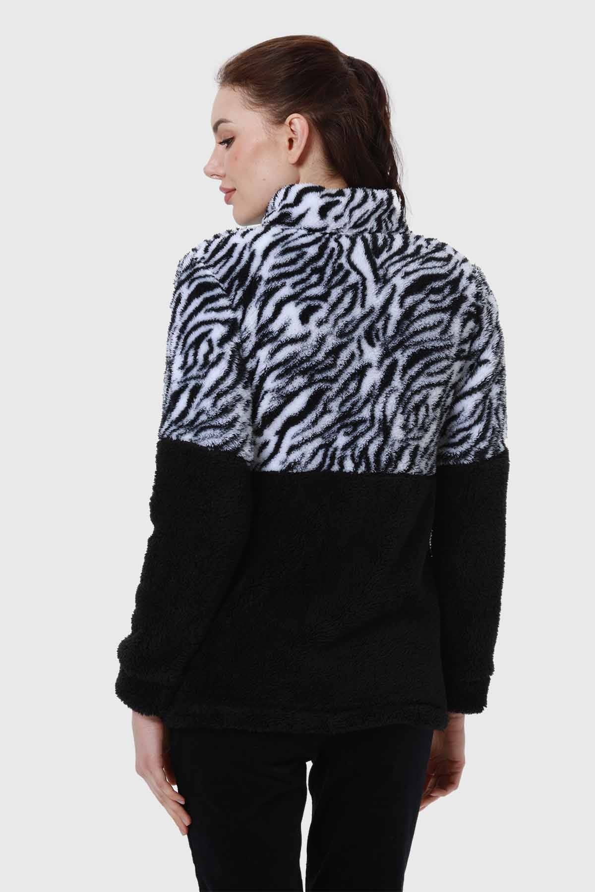 Polar Mujer Tipo Polerón Peludo Negro