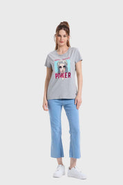 Polera Mujer Básica Print Gris