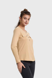 Polera Mujer Pata Botón Rib Arena