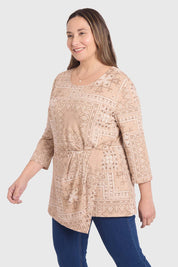 Polera Mujer Estampada Beige