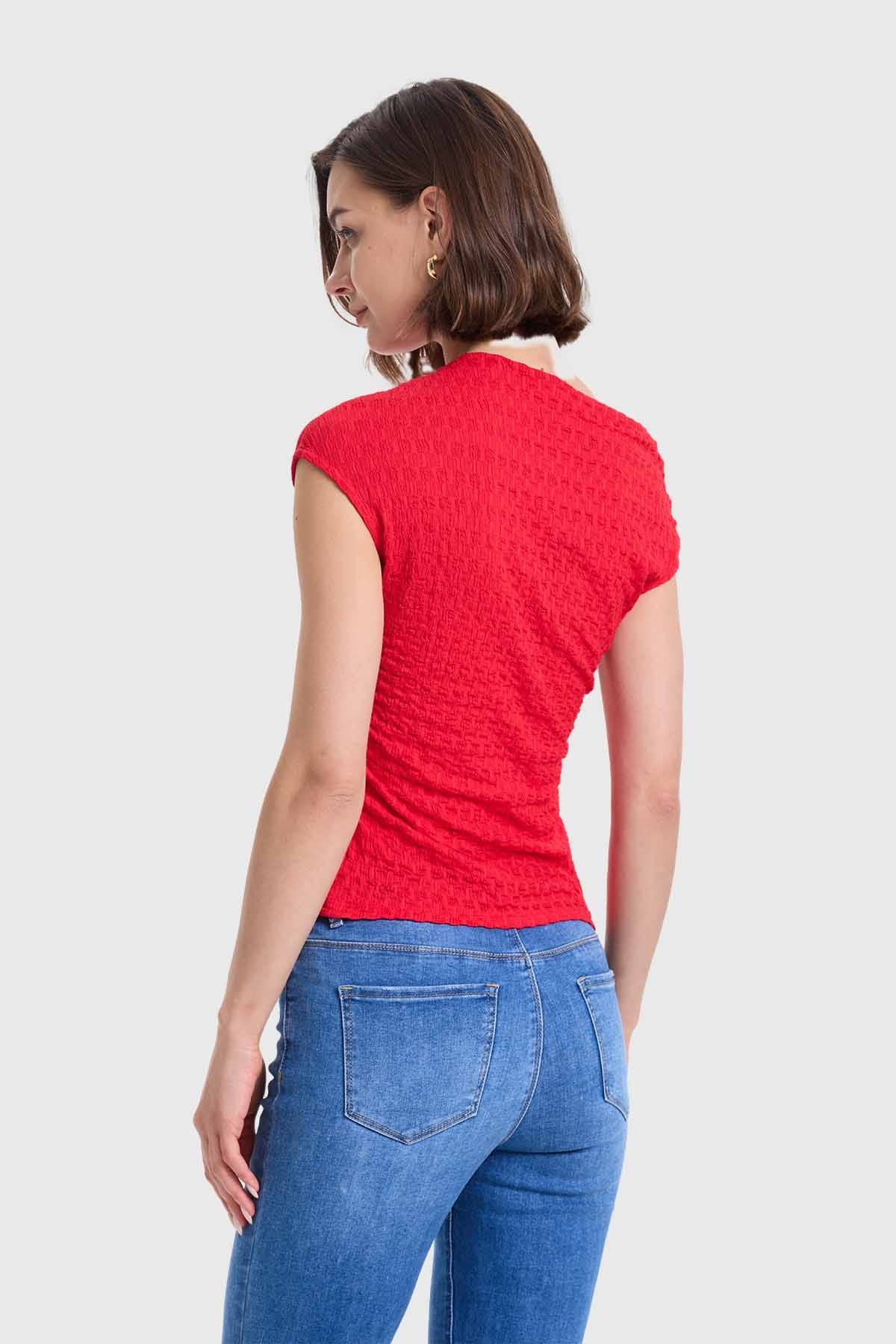 Polera Mujer Asimétrico Rojo