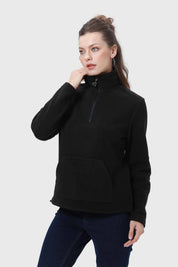 Polar Mujer Medio Cierre Estampado Negro