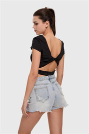 Polera Mujer Cruzada Espalda Negro