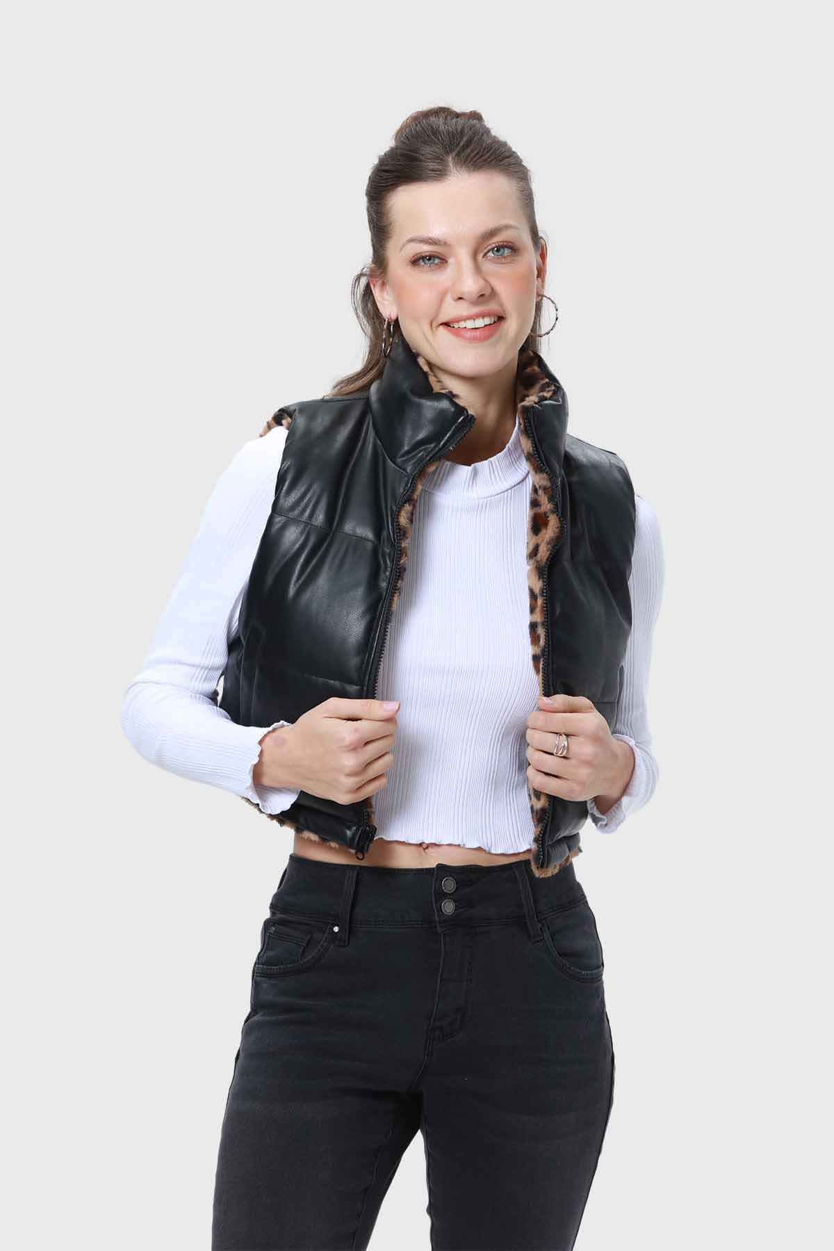 Parka Mujer Piel Reversible Café