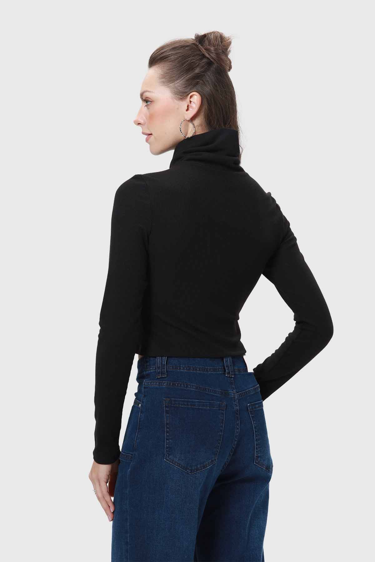 Polera Mujer Rib Negro