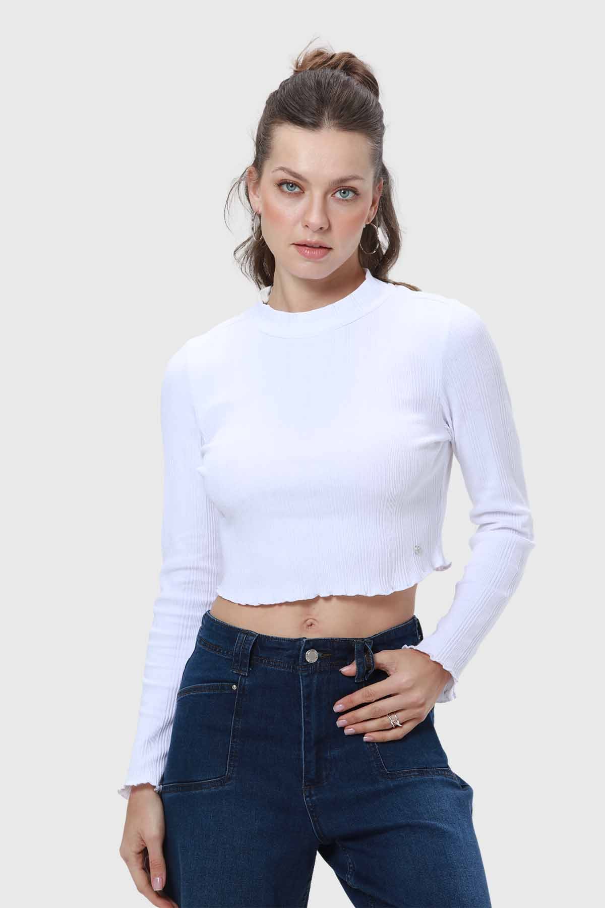 Polera Mujer Rib Blanco